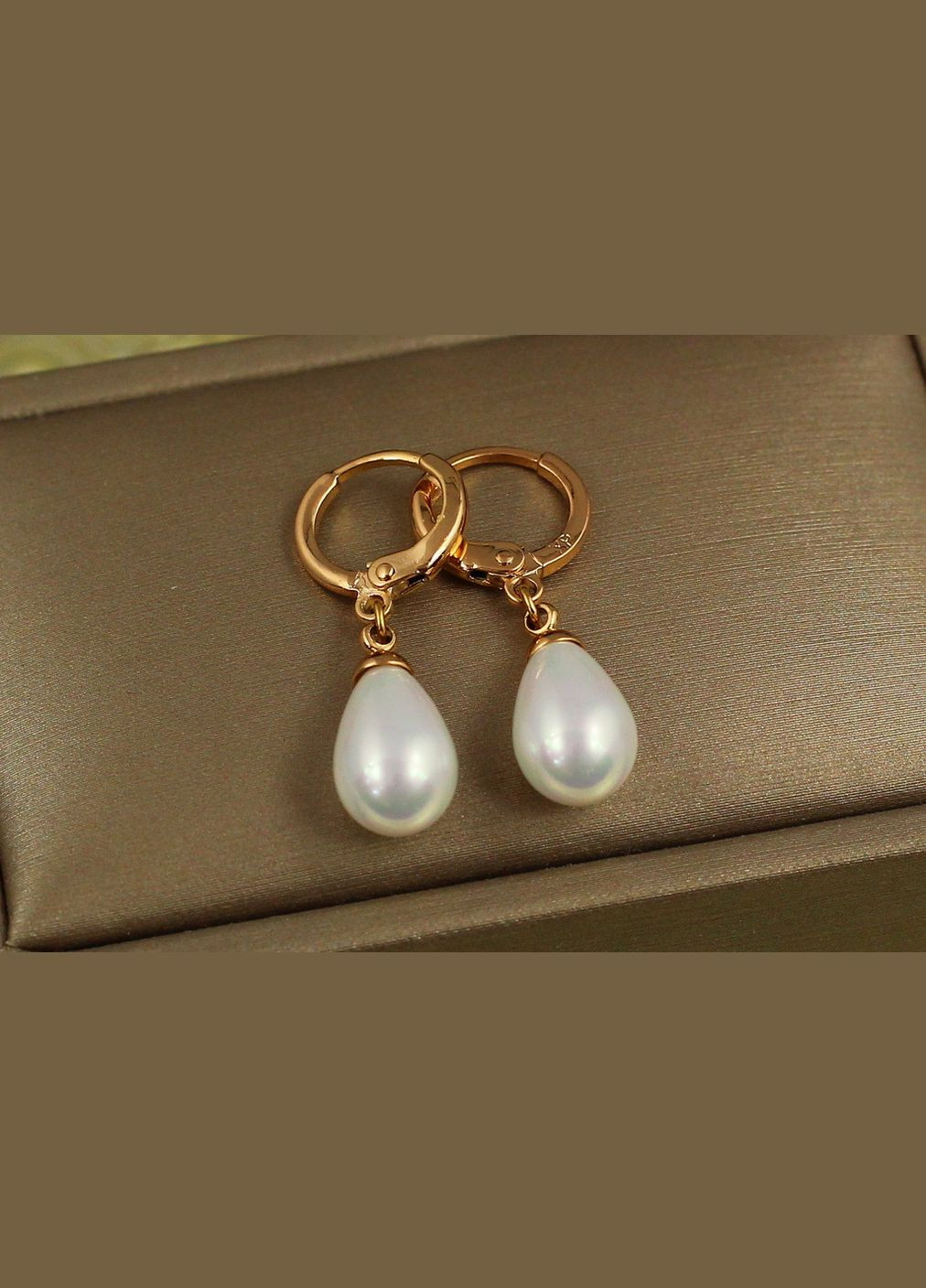 Серьги подвески капельки с жемчугом 2,9 см золотистые. Xuping Jewelry (316433707)