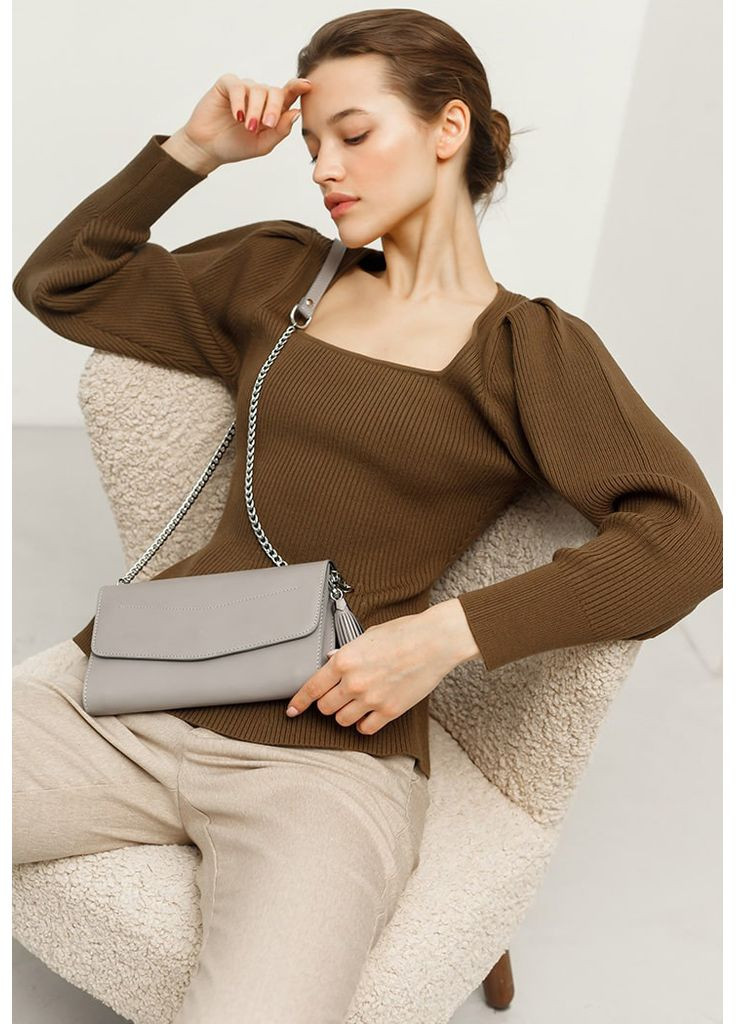 Шкіряна жіноча сумка Еліс сіра BlankNote (348359342)