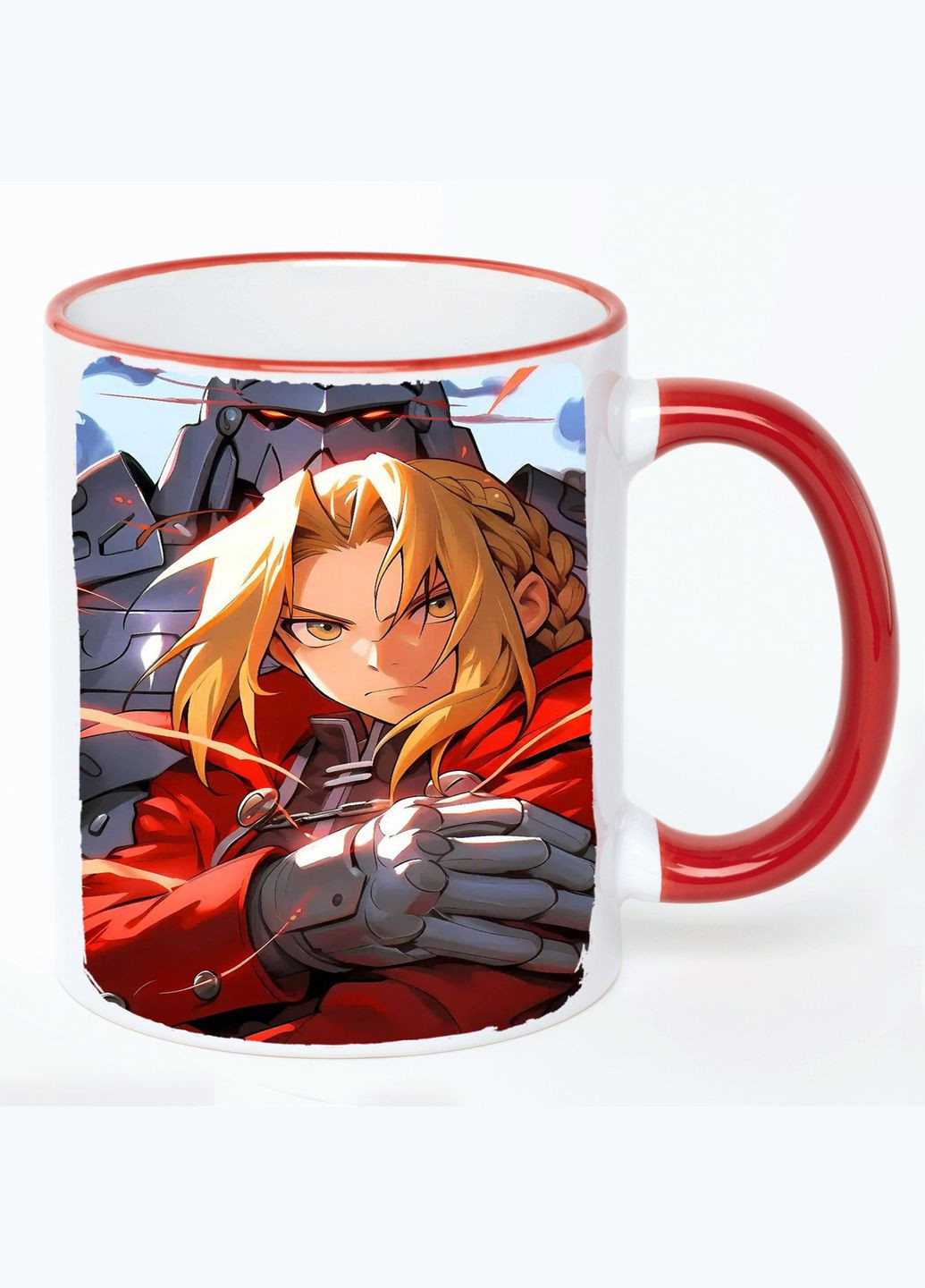 Чашка Сталевий алхімік Аніме #004 (кухоль, кухоль) Біла з Червоною ручкою 330 мл No Brand (322712302)