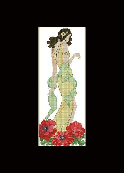 Набір для вишивання хрестиком. Розмір: 12*30 см Фея алих маків Лоскуток (315361900)