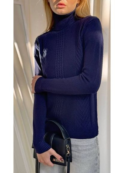 Синий демисезонный гольф женский, с узором ромбы (арт. 850) No Brand