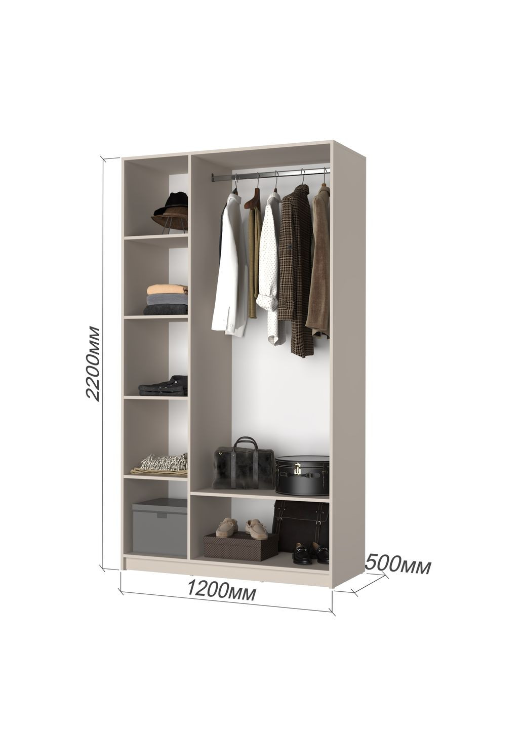 Шафа 3-дверна з антресоллю Оскар ДСП BG, стандарт 120x52x260 см Дуб рістрето (MBS-4874) MebelStar (371688751)