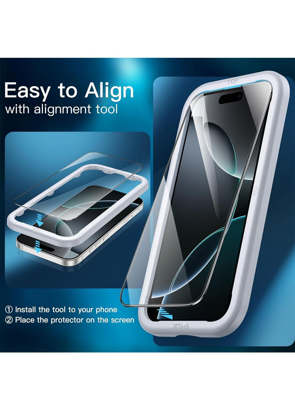 Захисне скло для iPhone 16 Pro 3 шт + рамка для легкої установки комбінований JeTech (361440609)