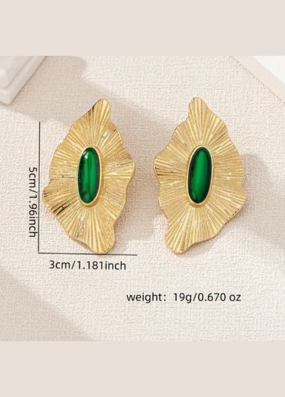 Сережки бижутерия "Зеленые камни" jeweston Золотого цвета No Brand (338217787)