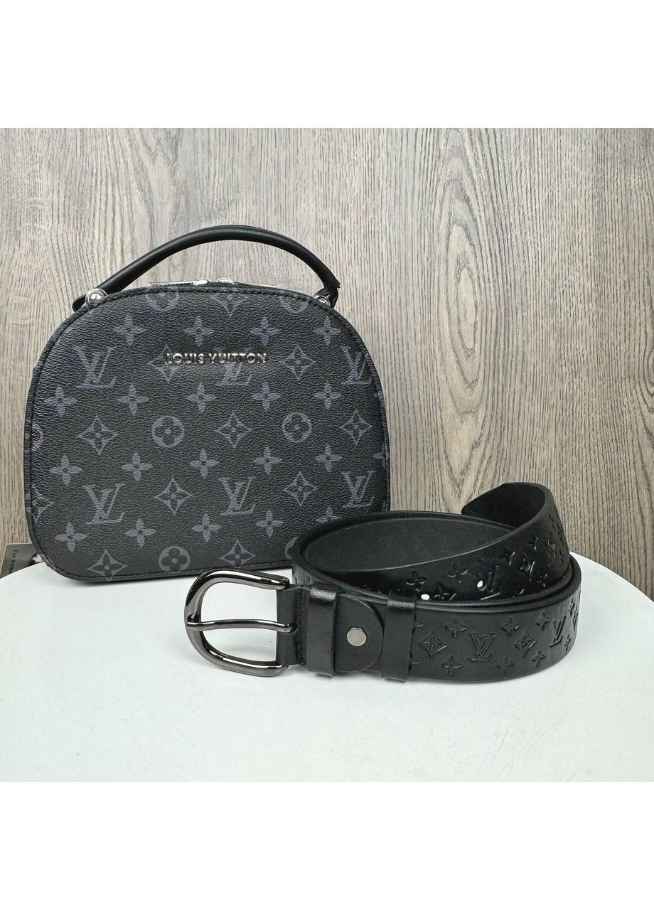 Жіноча міні сумка з екошкіри на плече і шкіряний поясний ремінь чорний ProDobro (363259240)