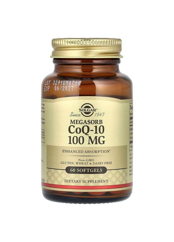 Коэнзим CoQ-10, Megasorb CoQ-10,, 100 мг, 60 гелевых капсул Solgar (362370491)