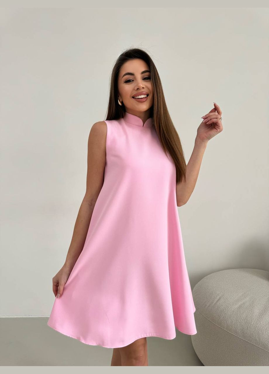 Розовое праздничный, кэжуал, коктейльное, вечернее невероятно элегантное платье а-силуэт Vakko однотонное