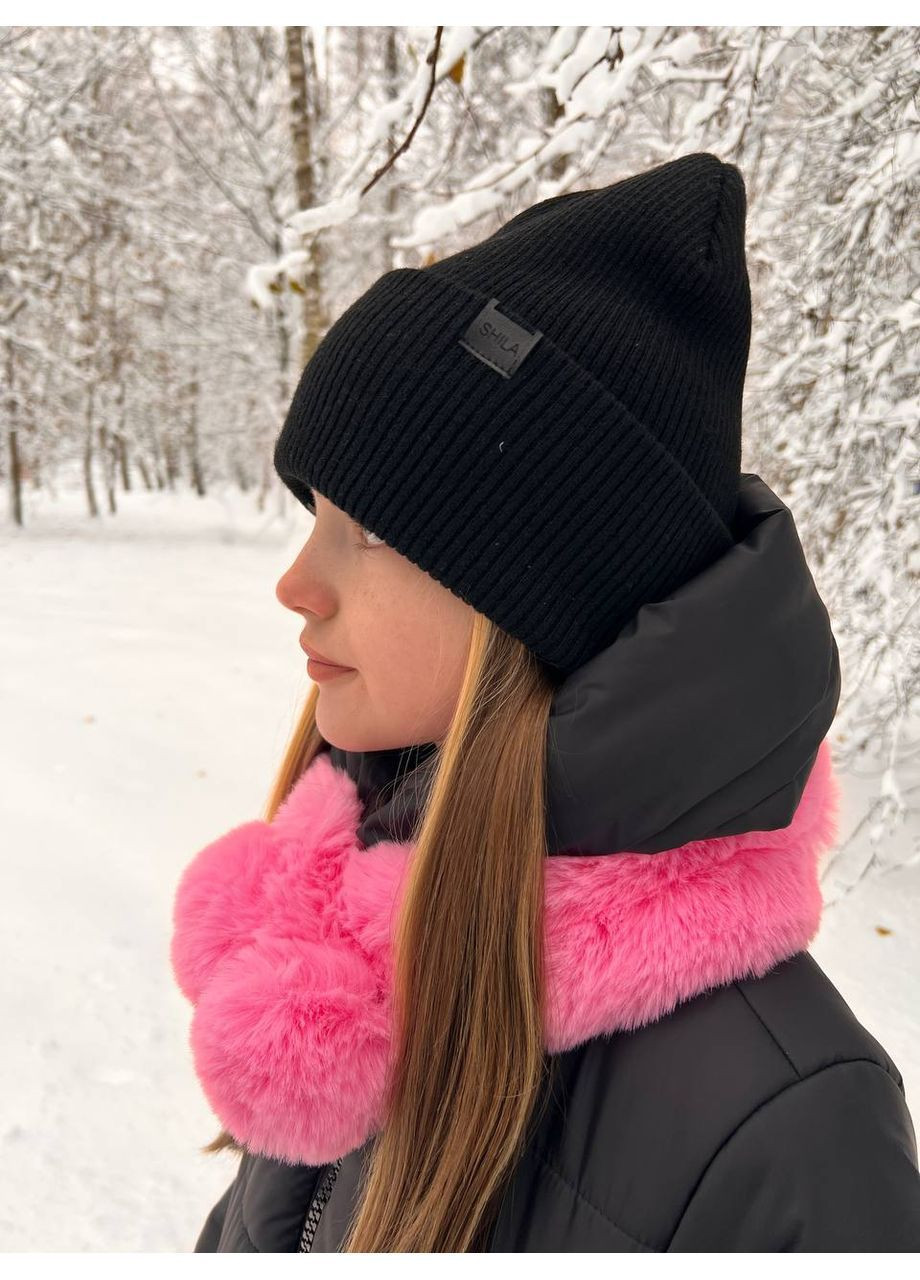 Пухнастий дитячий шарф зі штучного хутра кролика, універсальний розмір, рожевий колір No Brand (364543009)