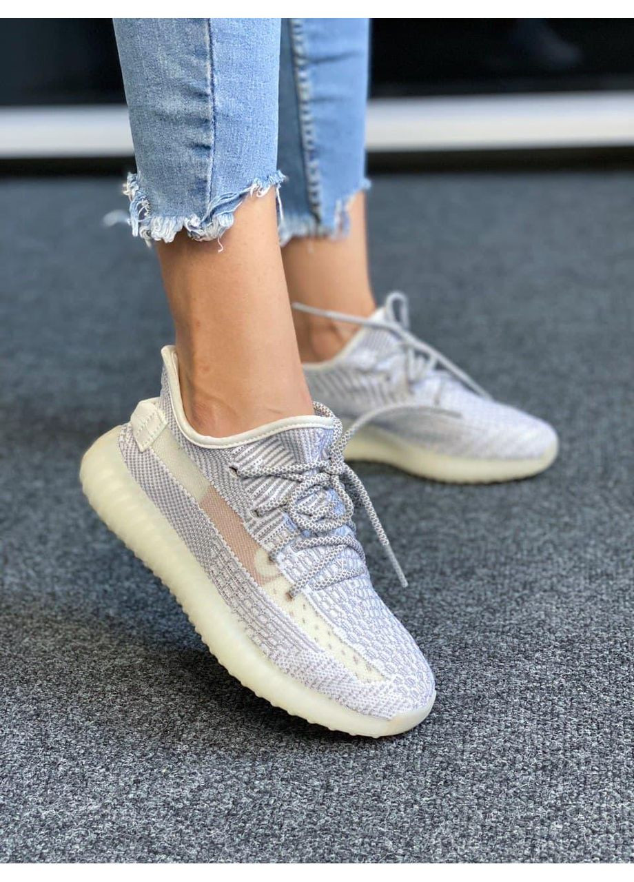КРОСІВКИ ЖІНОЧІ ADIDAS YEEZY BOOST 350 V2 STATIC REFLECTIVE LACES АДІДАС ІЗІ БУСТ No Brand сірі демісезони (367173458)