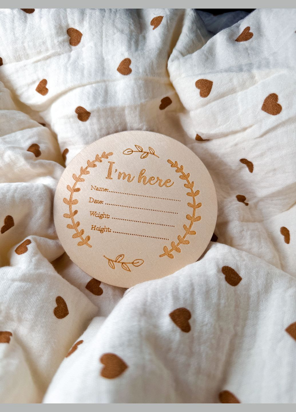 Табличка метрика для першого фото дитини "I`M HERE" No Brand (317171503)