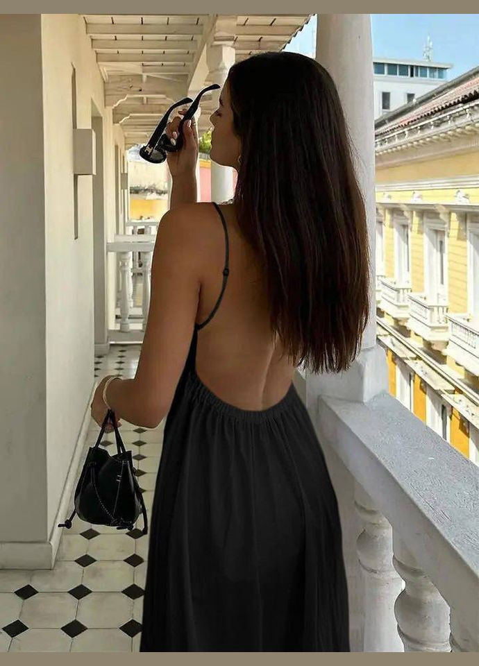 Черное повседневный платье DK/DL Мода без кордонів однотонное