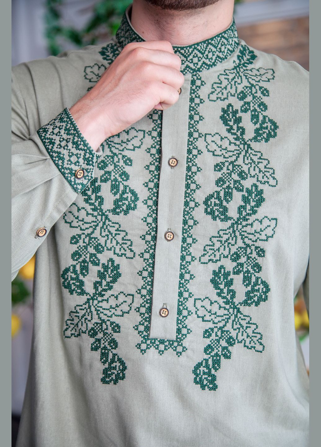 мужская вышиванка мощь хаки с зеленым Galychanka (300358738)