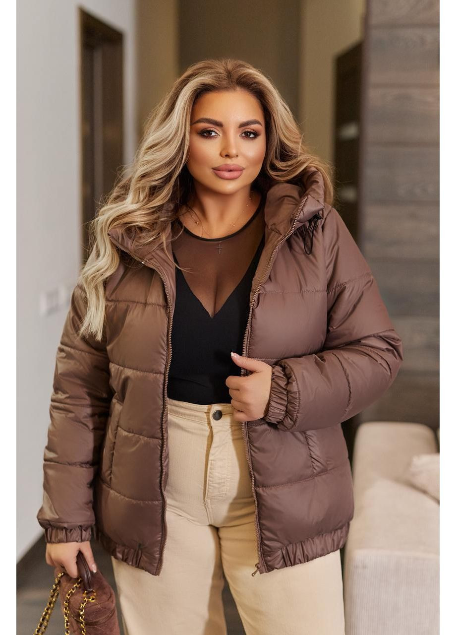 Темно-бежевая демисезонная женская демисезонная курточка No Brand