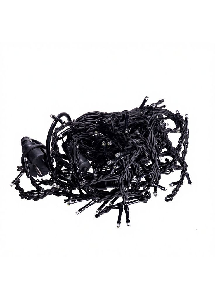 Гирлянда Бахрома уличная 105 LED 6 м от сети черная нить, белый No Brand (367838184)