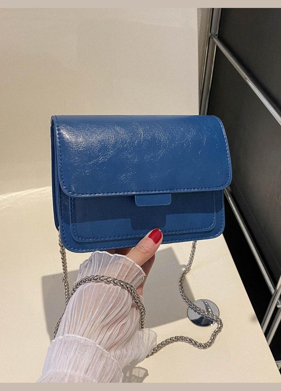 Женская классическая сумка 6004 кросс-боди через плечо на тонком ремешке синяя No Brand (296008223)