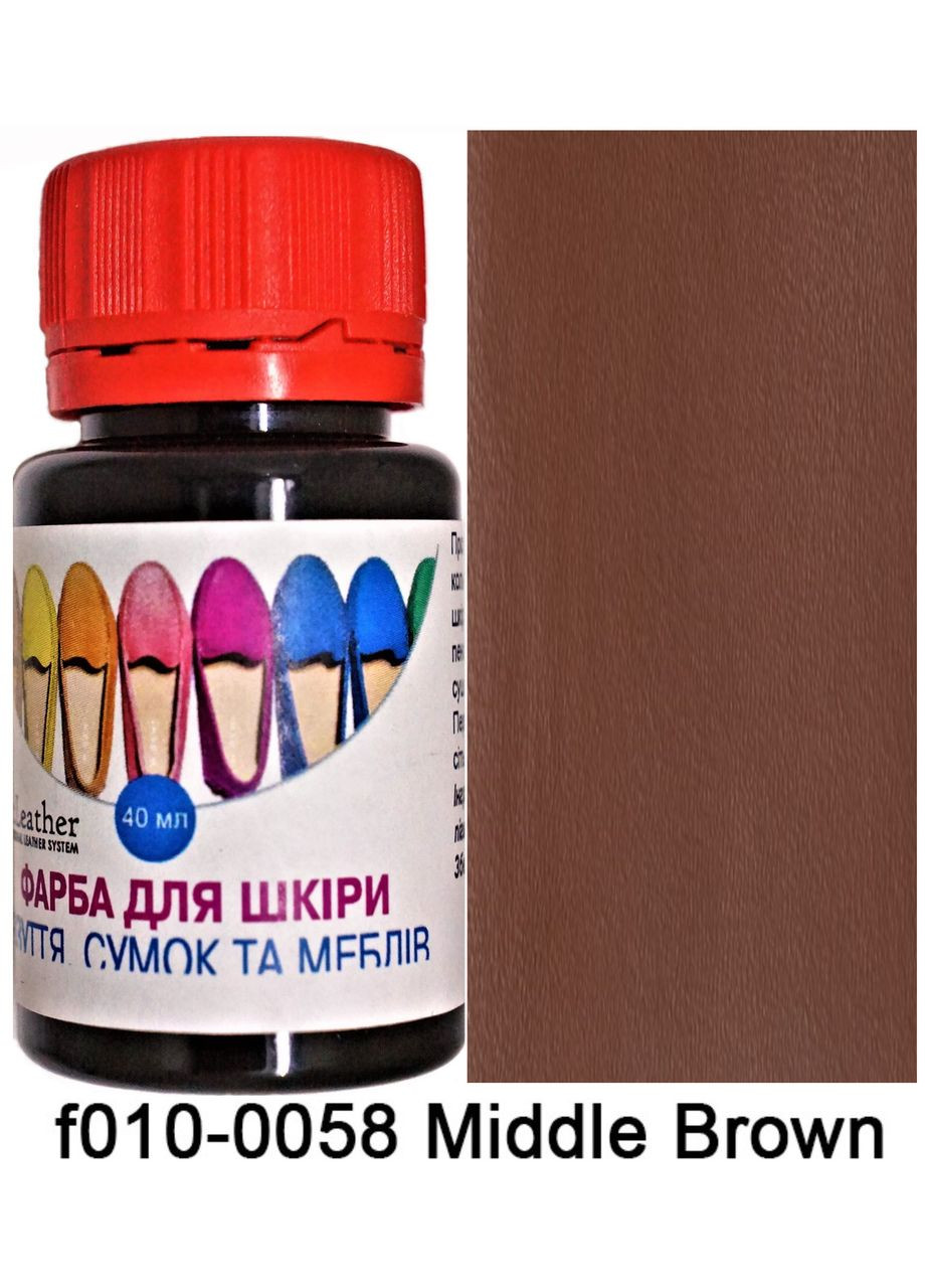 Краска полиуретановая (водная) для кожаных изделий 100 мл. Middle Brown (Каштановый) Dr.Leather (282737281)