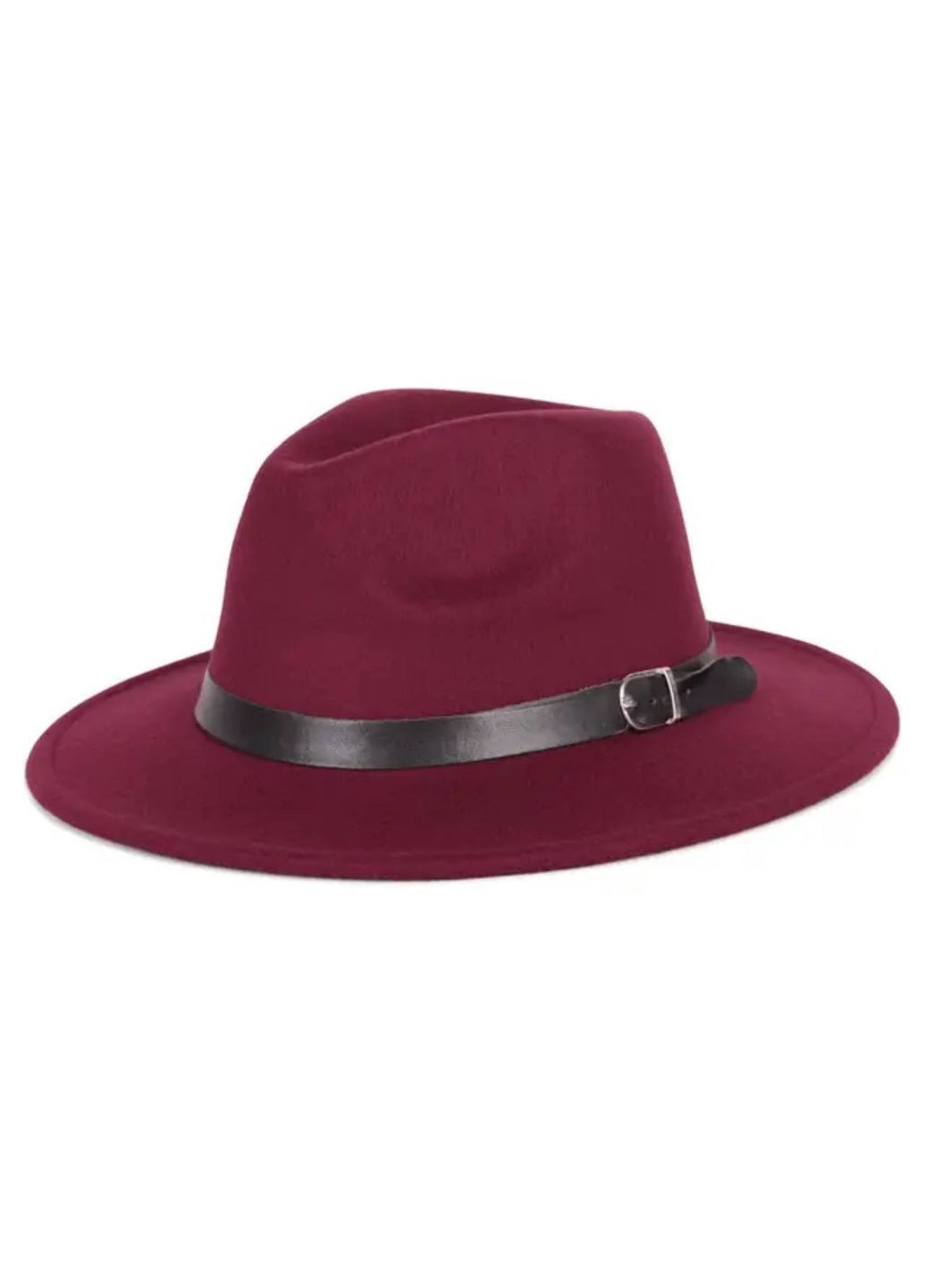 Капелюх федора бордо з ремінцем No Brand Федора (315337289)