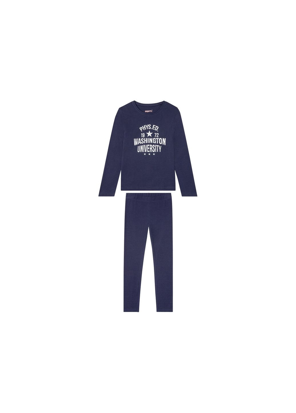 Темно-синяя пижама (лонгслив и штаны) для девочки 369841 Pepperts