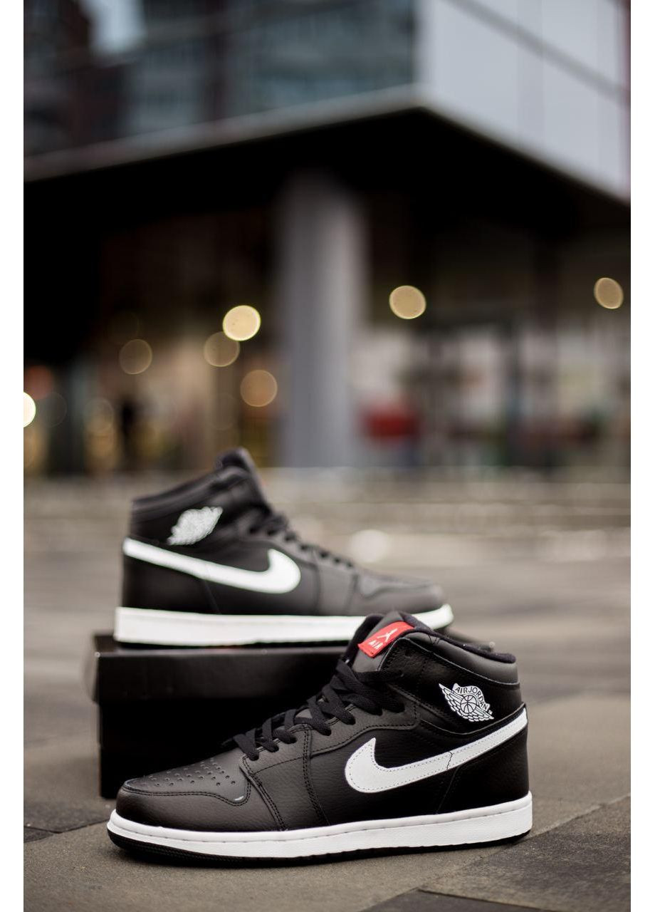 КРОСІВКИ ЖІНОЧІ NIKE AIR JORDAN 1 HIGH BLACK WHITE WINTER НАЙК АІР ДЖОРДАН No Brand чорні демісезони (367178049)