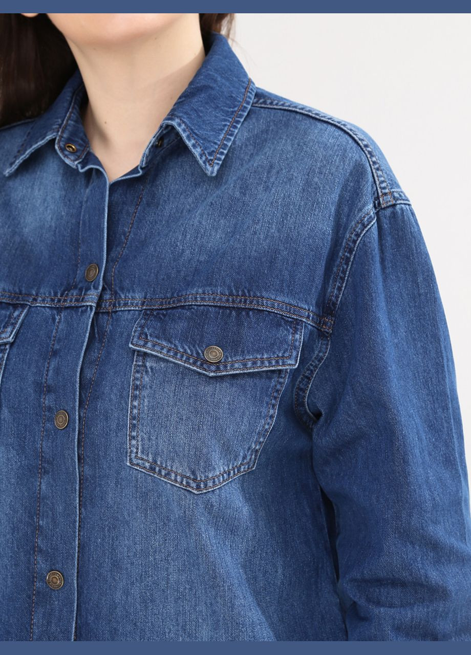 Синяя повседневный рубашка Whitney с длинным рукавом