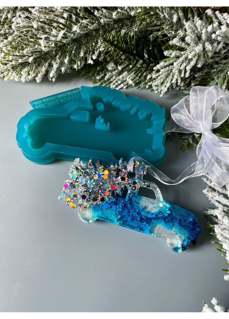 Молд Пікап більший з ялинкою для новорічних іграшок на ялинку силіконова форма для епоксидної смоли No Brand (370567126)