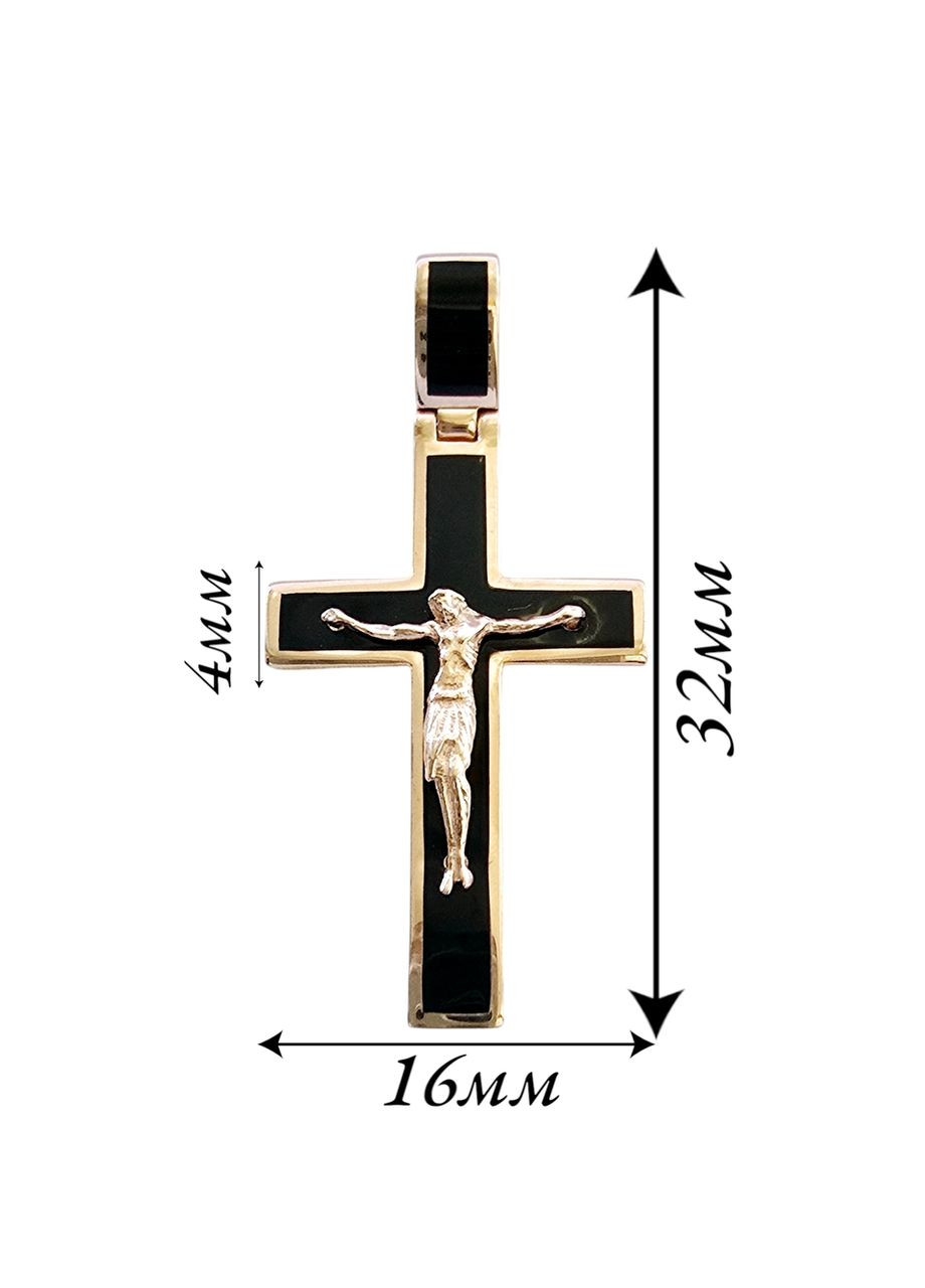 Золотой крестик с распятием и черной эмалью SOVA (3,2см х 1,6см) 3108765101-1п SOVA jewelry house (365268279)