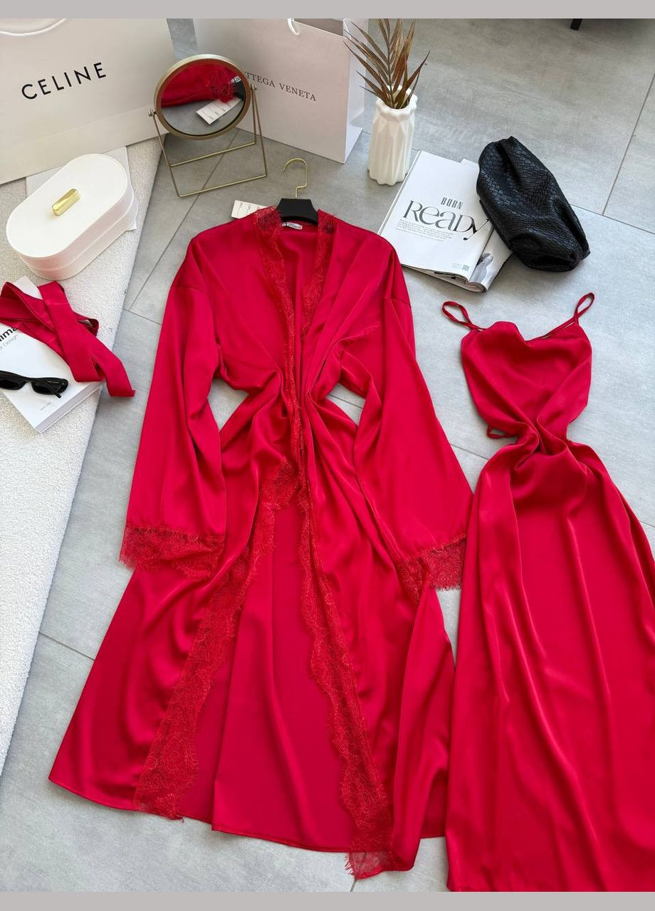 Красный демисезонный женский комплект для дома из шелка Avanti