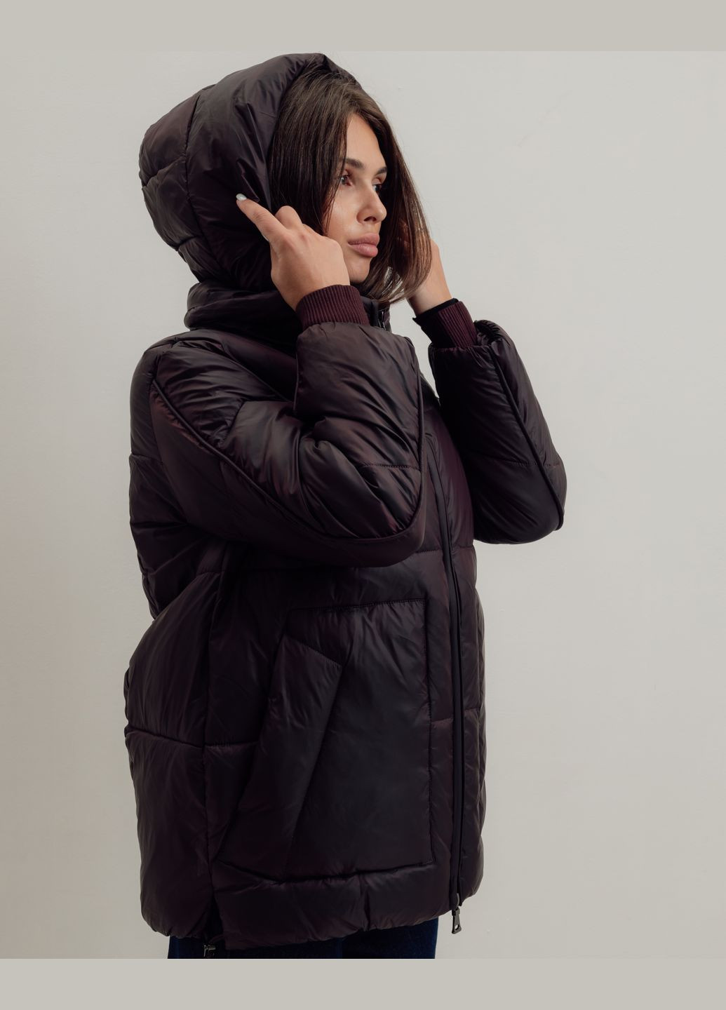 Темно-бордовая зимняя куртка женская зимняя бургунди Batterflei