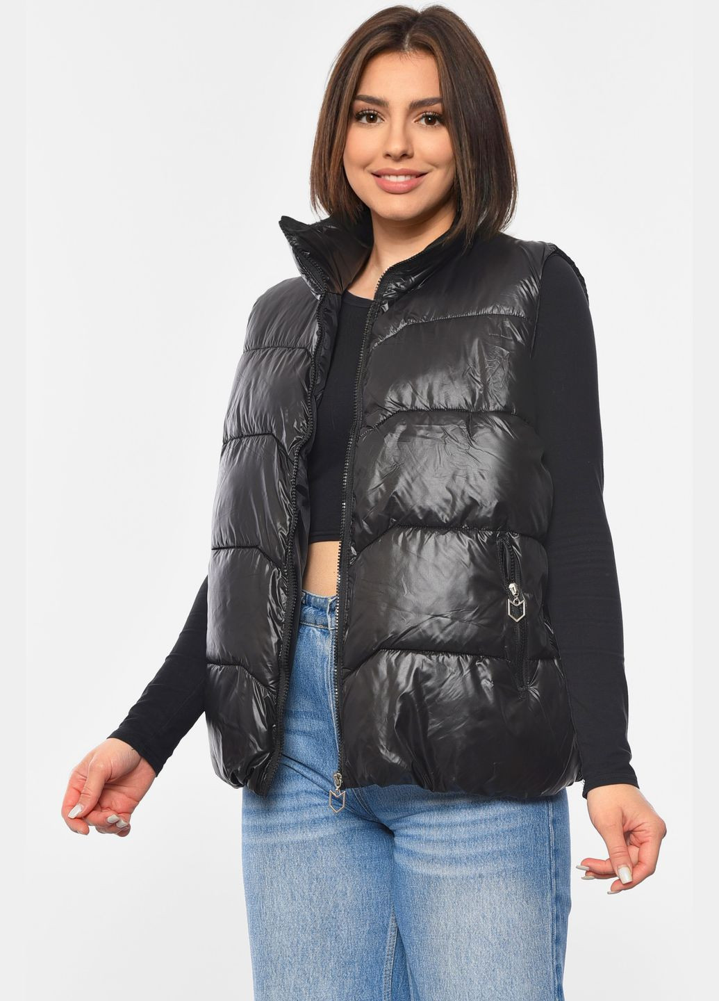 Жилетка женская черного цвета Let's Shop (305196799)