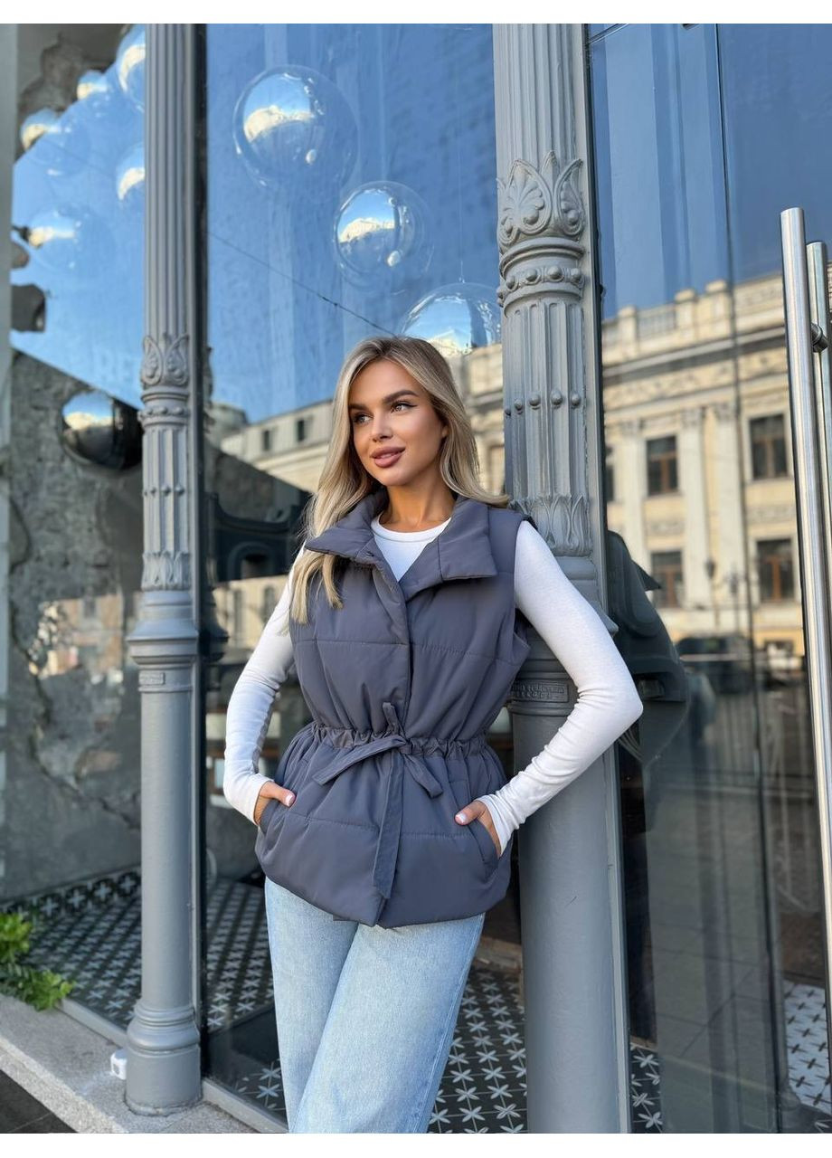 Осенняя жилетка женская на кнопках с кулиской (Замеры в описании) Vione (368708863)