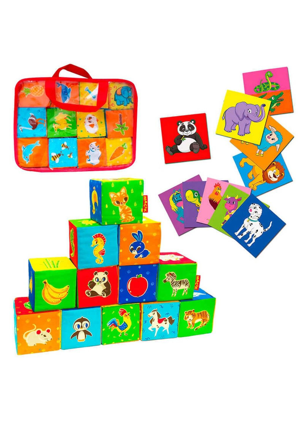 Набор MC090601-04 кубиков "Животные" 12 шт. (20) "Массик" Масік (305062295)