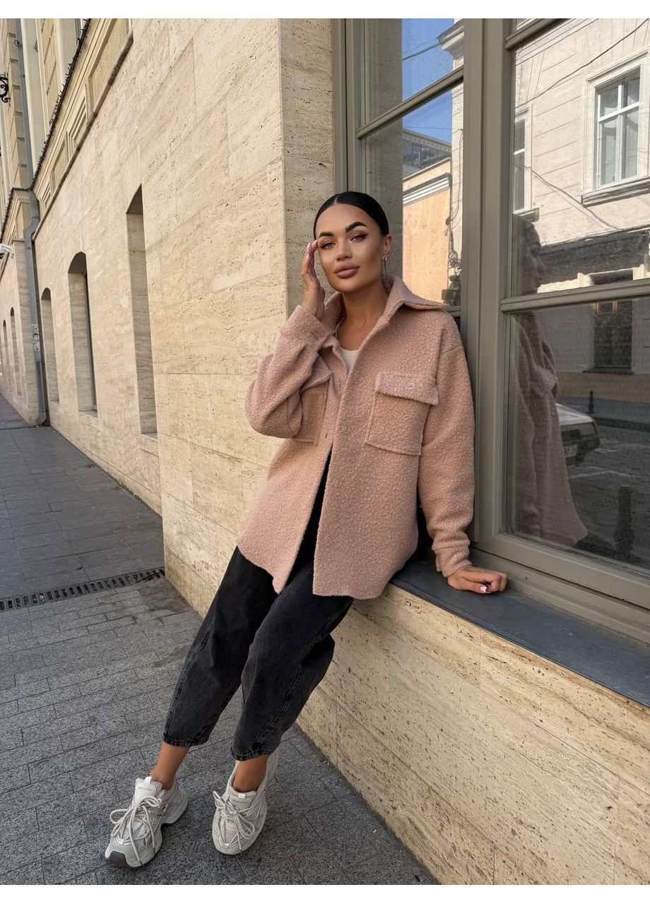 Тепла жіноча сорочка шерсть букле No Brand Б1466-056/3 (356568438)