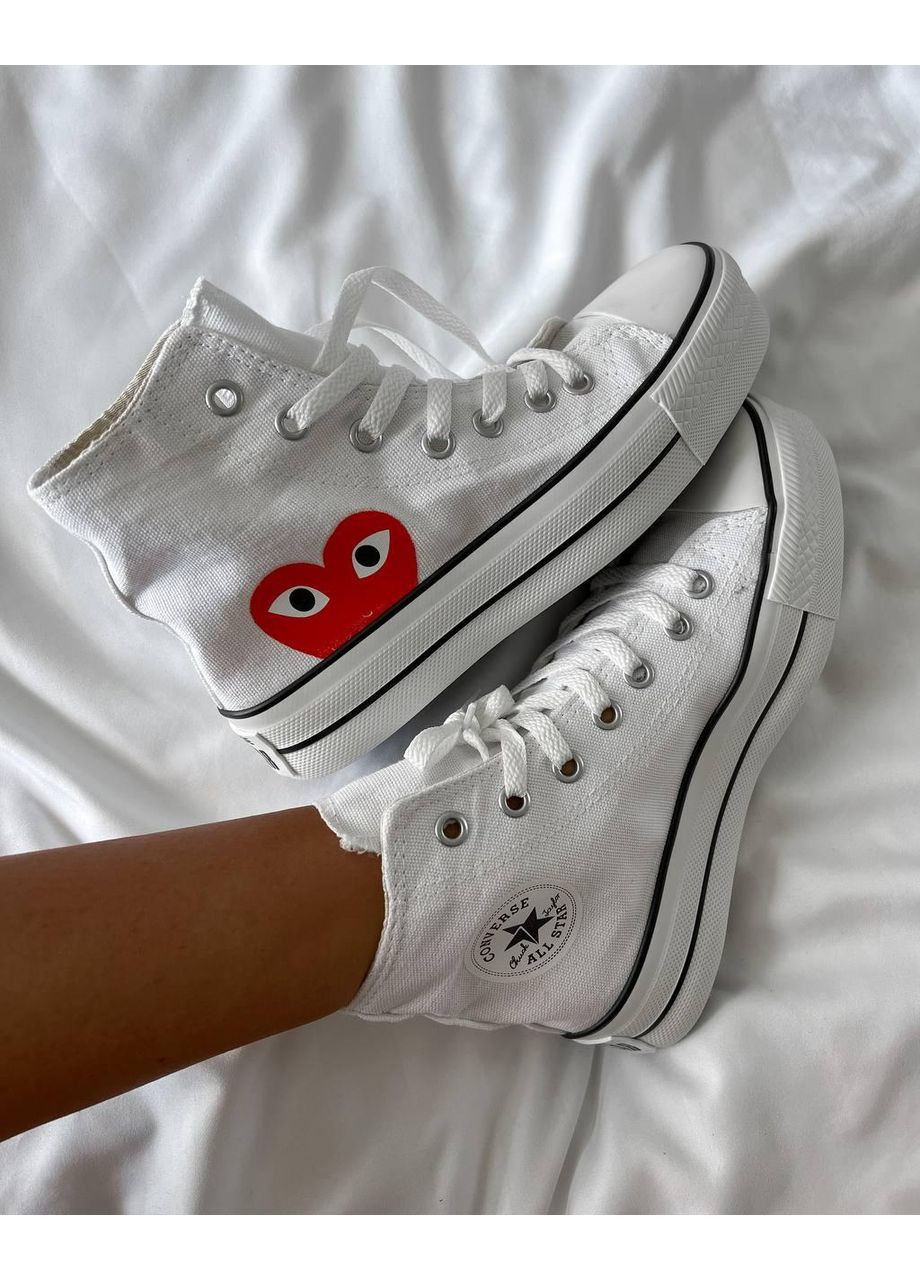 КРОСІВКИ ЖІНОЧІ CONVERSE COMME DES GARÇONS PLAY WHITE КОНВЕРС БІЛІ No Brand білі демісезони (391005556)