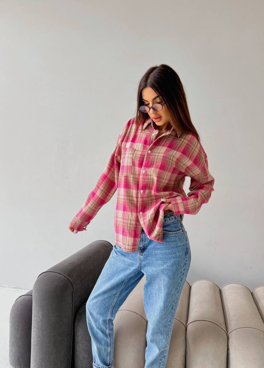 Сорочка в клітинку з довгими рукавами Allthings (337514289)