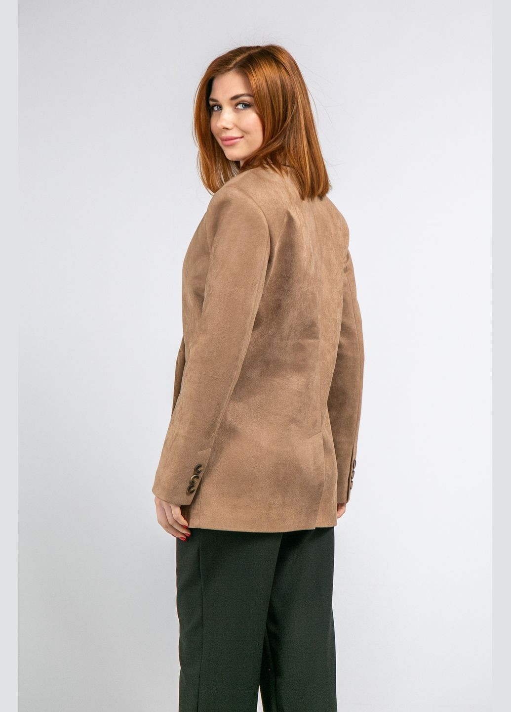 Светло-коричневый женский жакет из эко-замши CHICLY однотонный - демисезонный