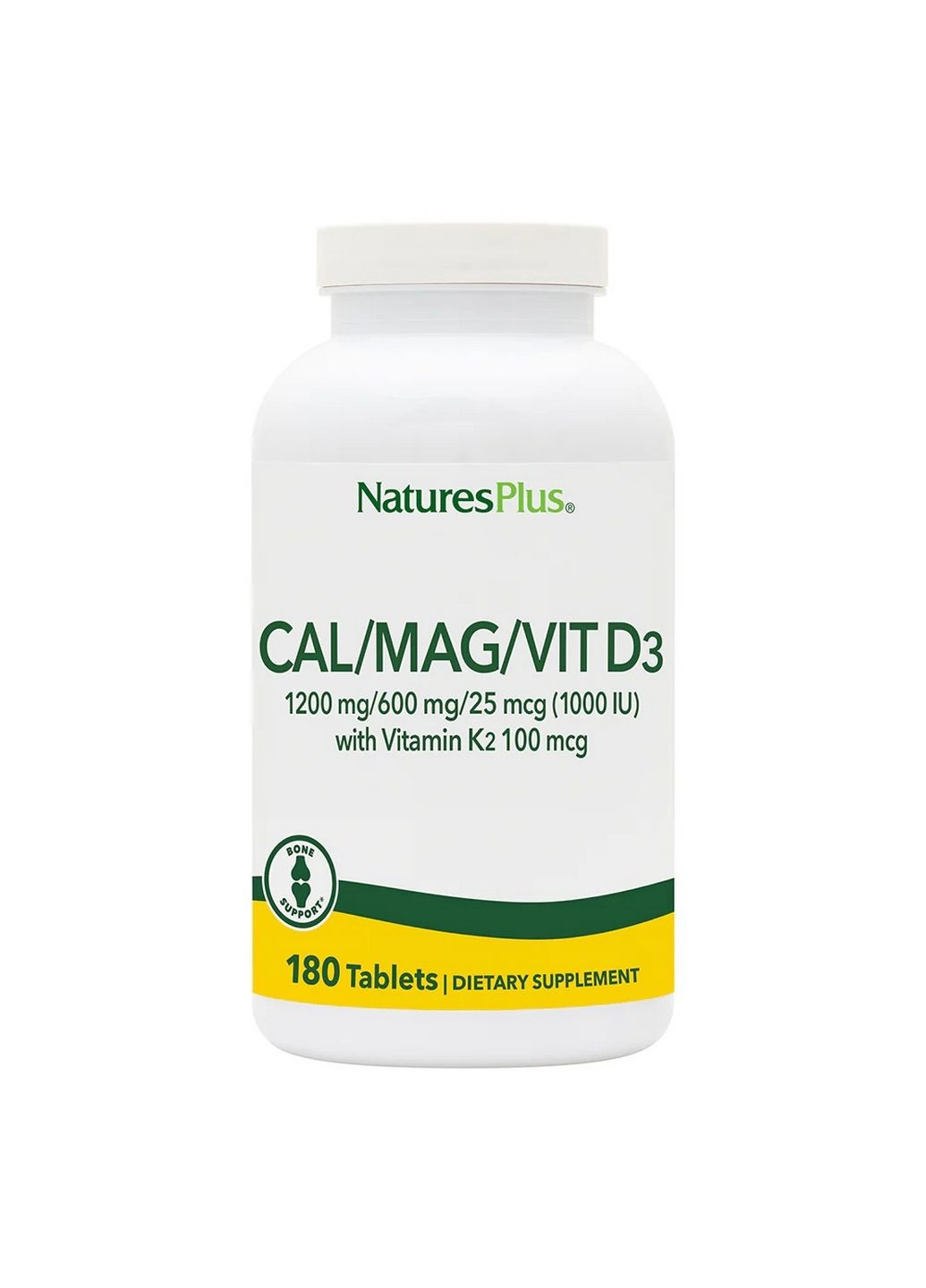 Витамины и минералы Cal/Mag/Vit D3 with Vitamin K2, 180 таблеток Natures Plus (293339086)