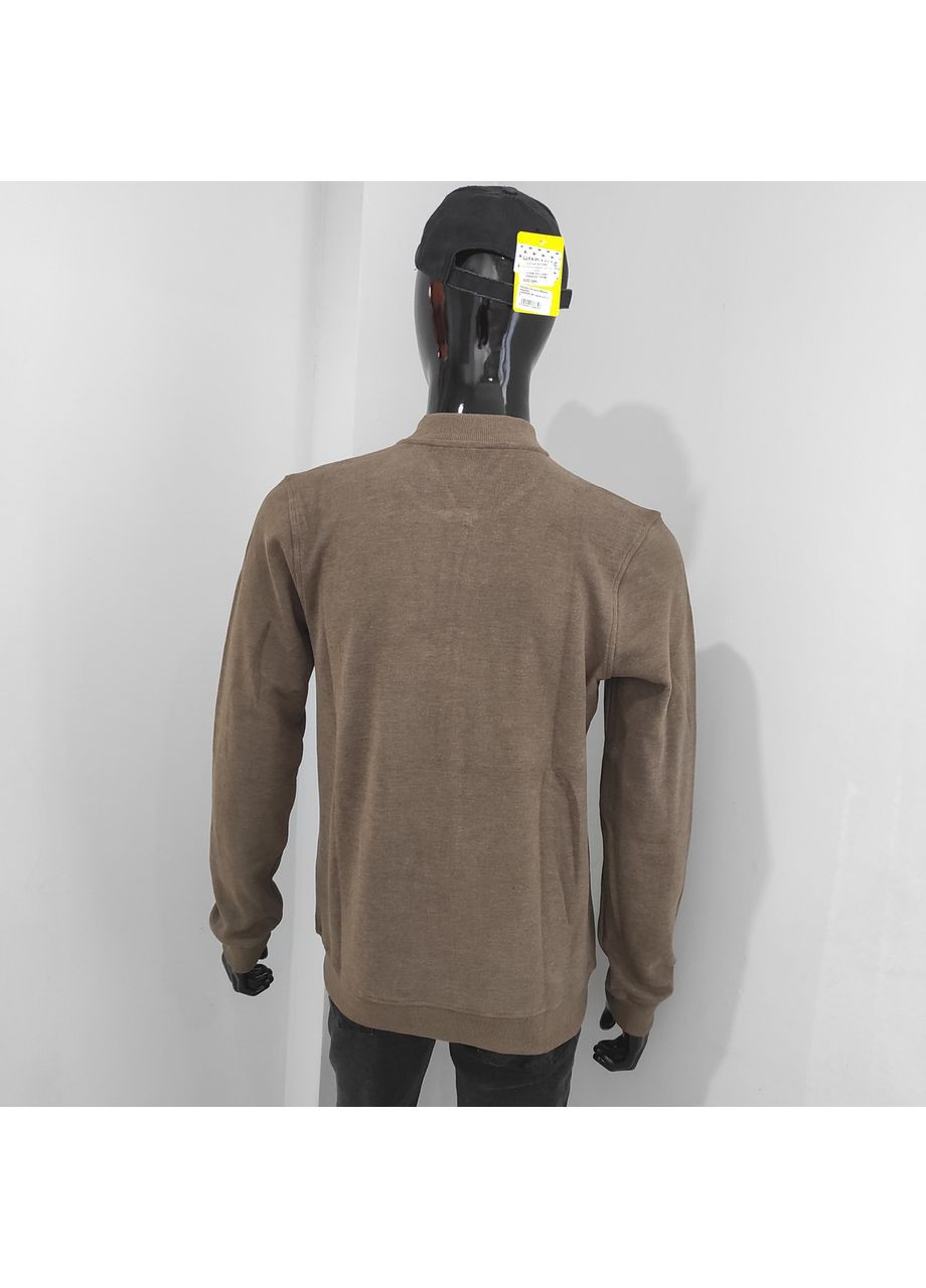 Коричневий кардиган чоловічий стійка кофта блискавка теплий 2 кишені No Brand