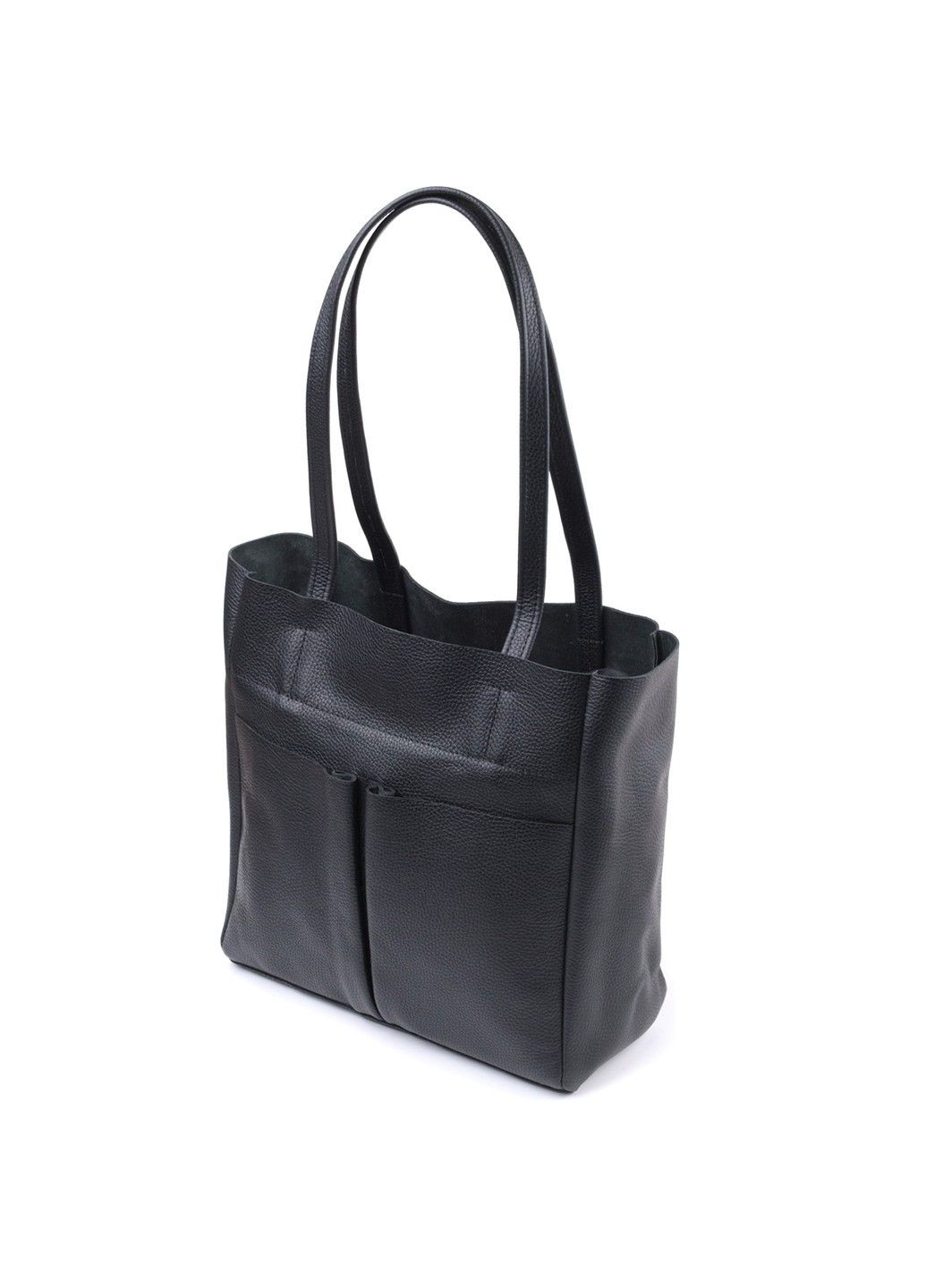 Удобная сумка-шоппер из натуральной кожи 22845 Черная Shvigel (307053967)