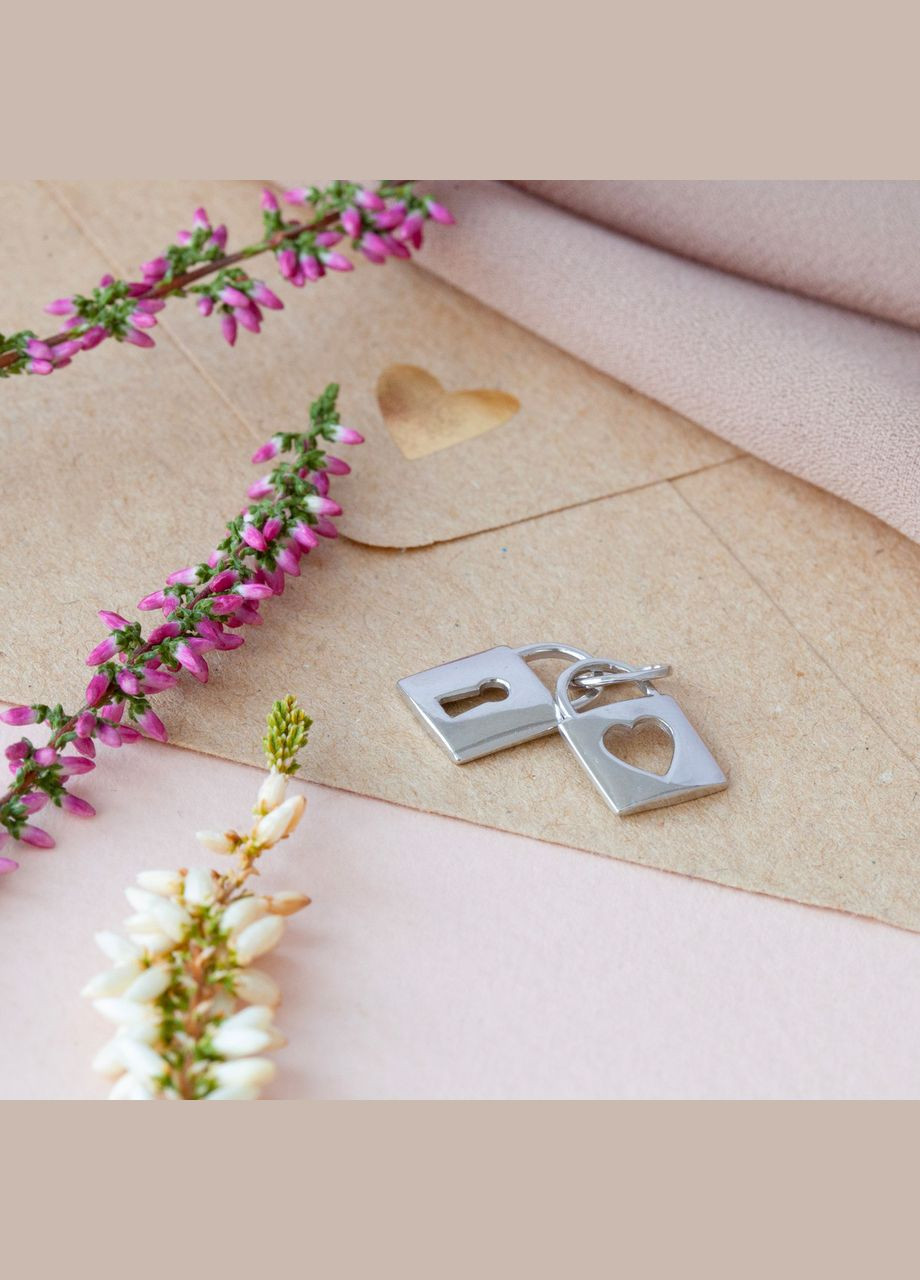 Подвес серебряный тематический два Замочки без камней Каштан (342335187)