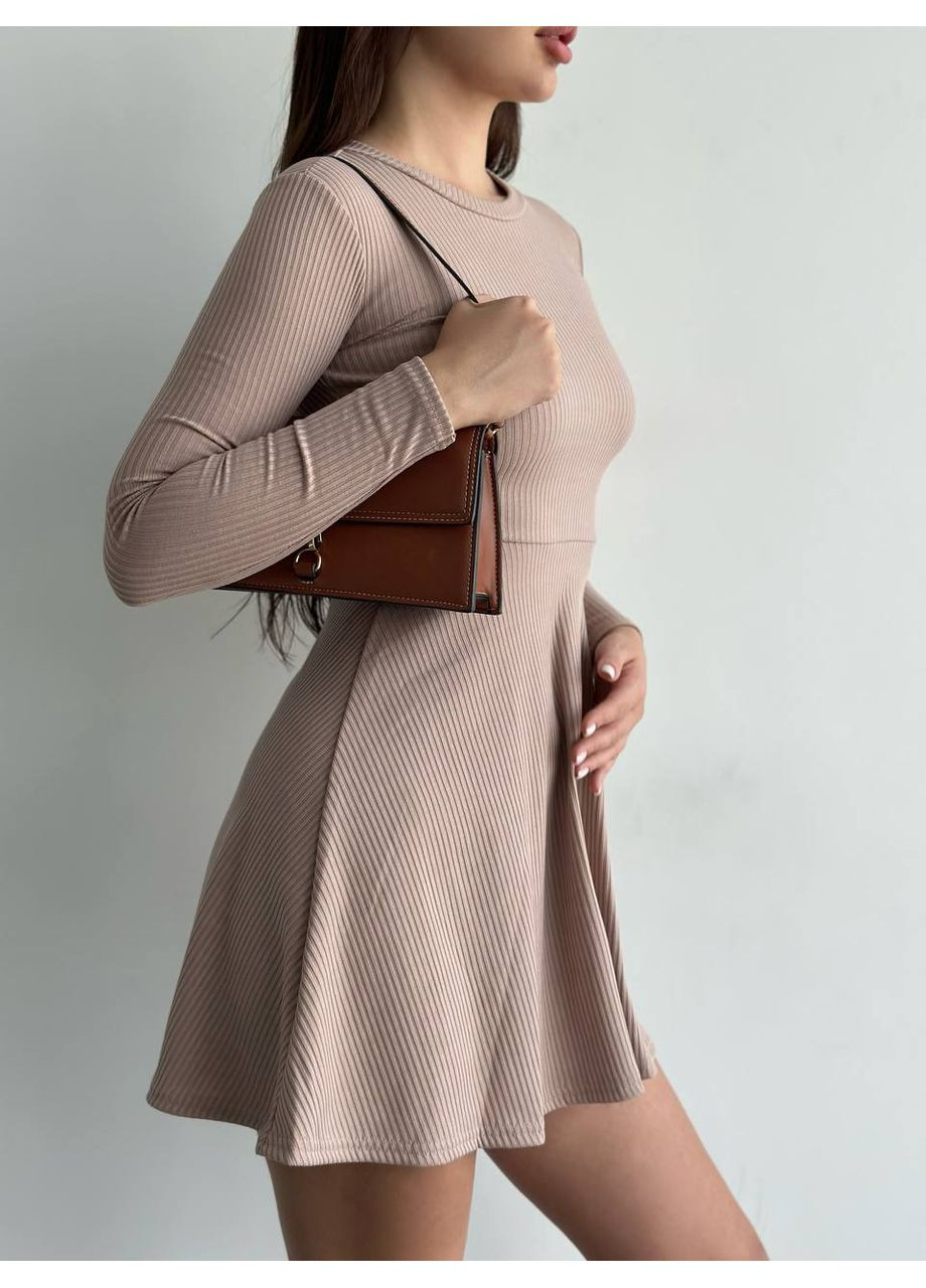 Бежевое вечернее платье «колокольчик» из рубчика мустанг • нежное и женственное • замеры в описании GD/GL Модний простір однотонное