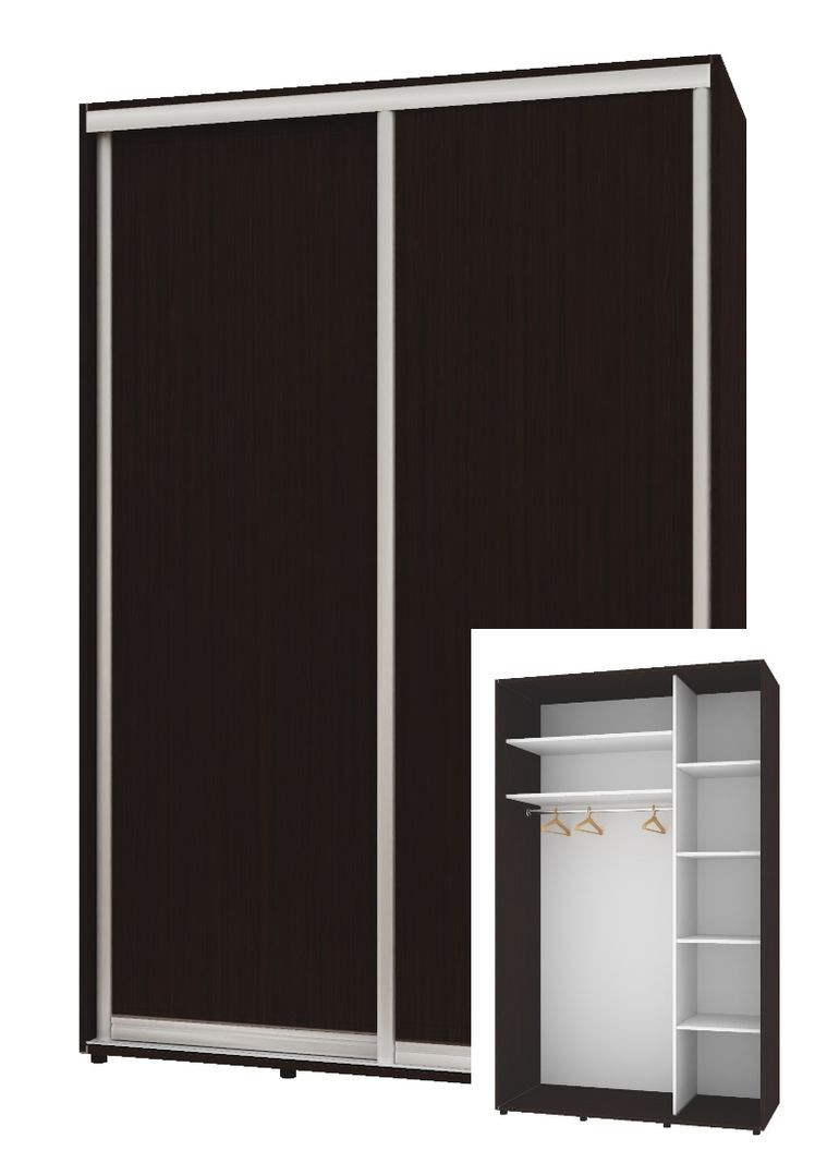 Шкаф-купе двухдверный Комфорт Мебель 150*60*210 см Венге 2 двери ДСП Стандарт Комфорт Меблі (360439525)