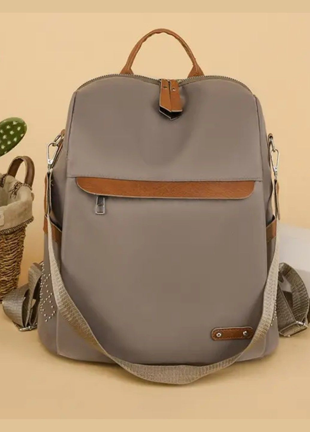 Стильный городской женский рюкзак-сумка Cappuccino Style No Brand (283608410)