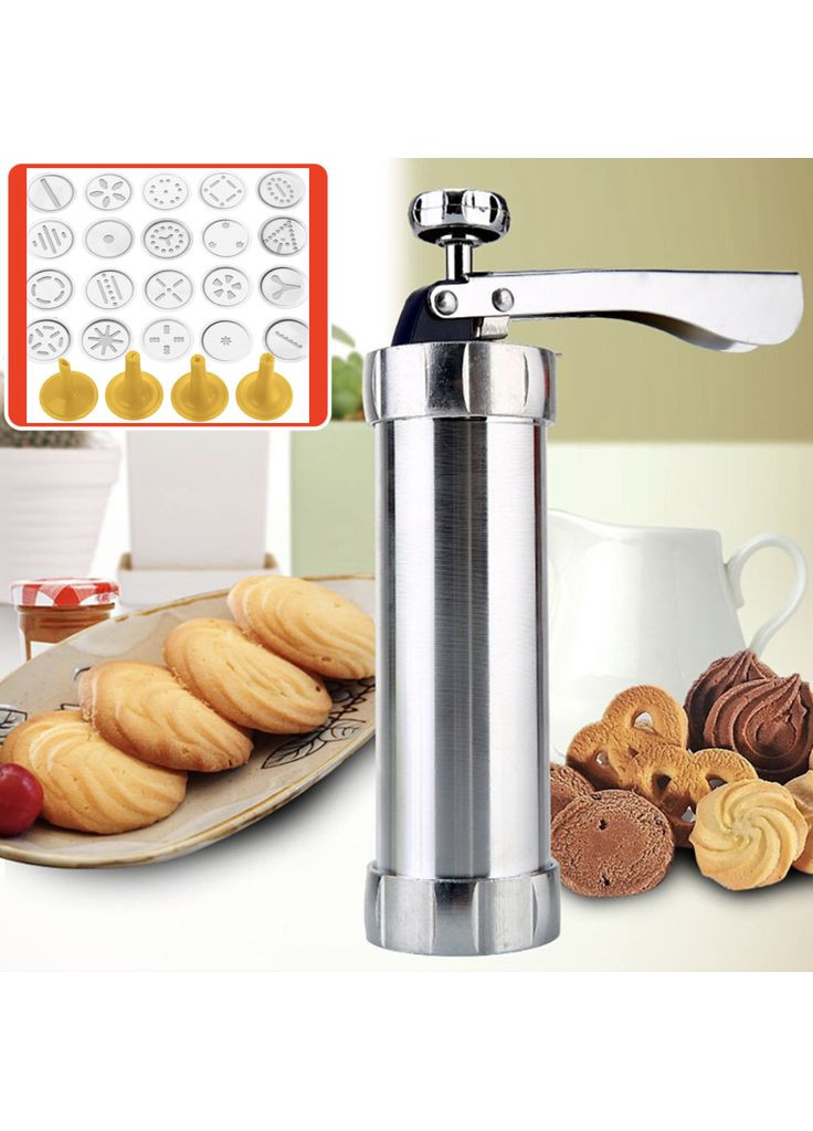 Кондитерский шприц-пистолет для печенья и крема, кондитерский плунжер и 20 фигурных насадок China (366875022)