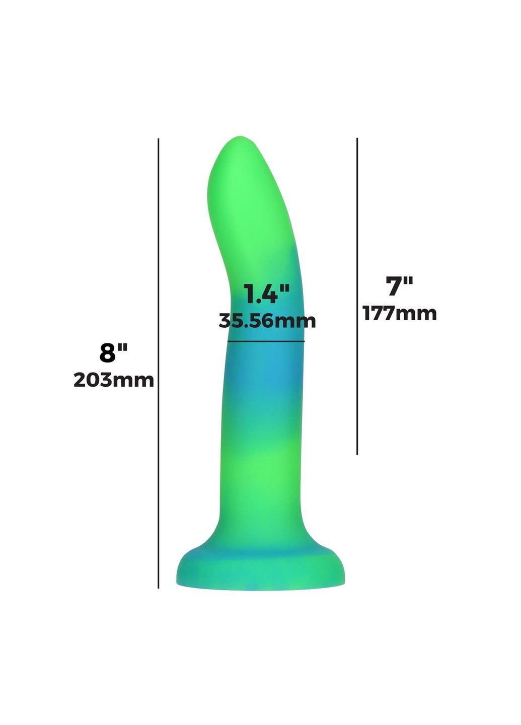 Фалоімітатор що світиться в темряві Rave 8 Dildo Blue Green ADDICTION (316253817)