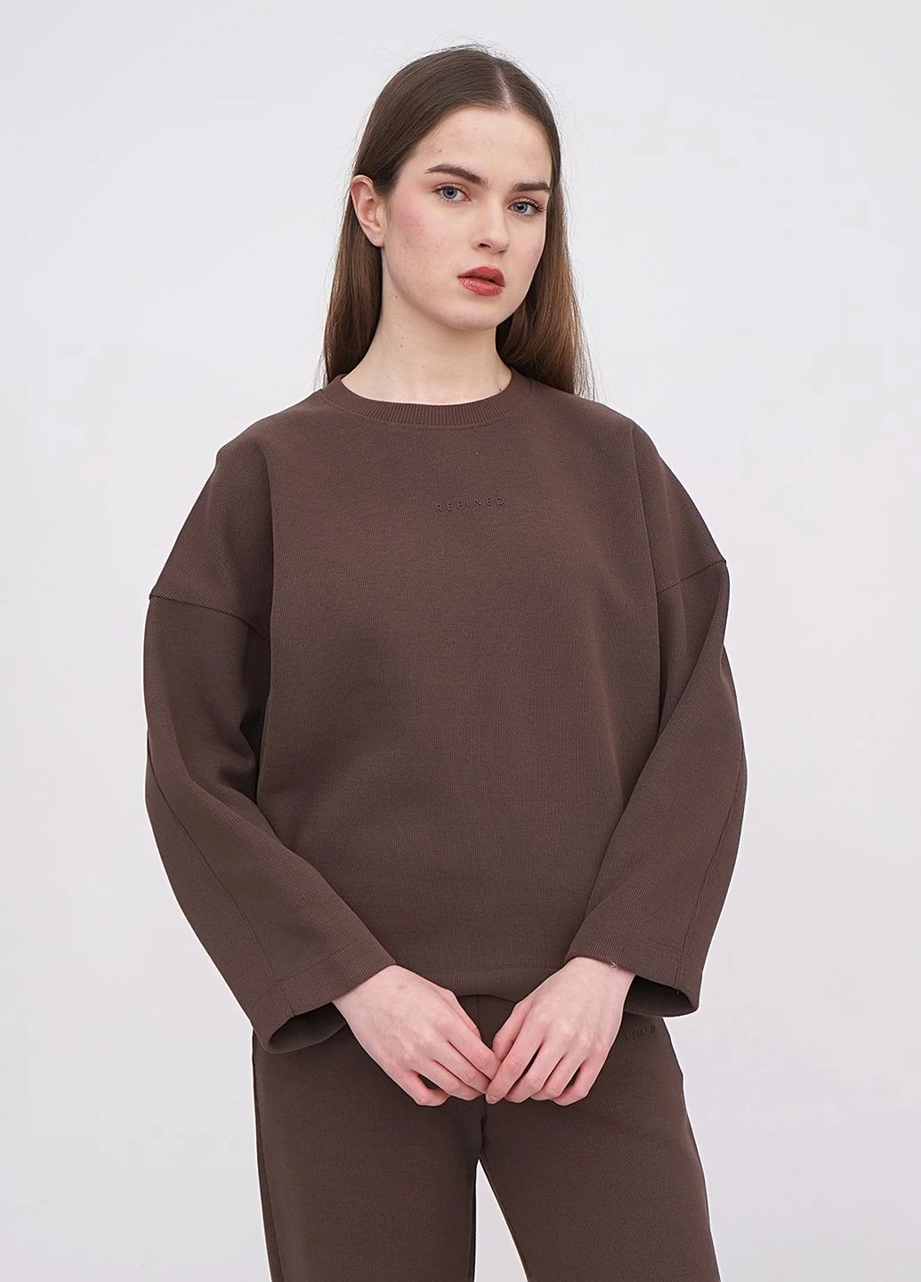 Коричневий світшот жіночий w291 055 100 black EQUILIBRI (377426213)