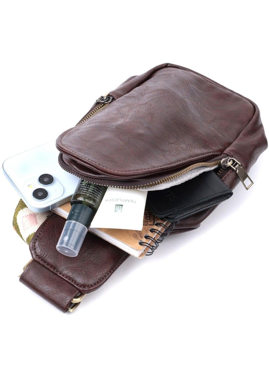 Удобная сумка через плечо в модном цвете из экокожи 22794 Коричневый Vintage (303877315)