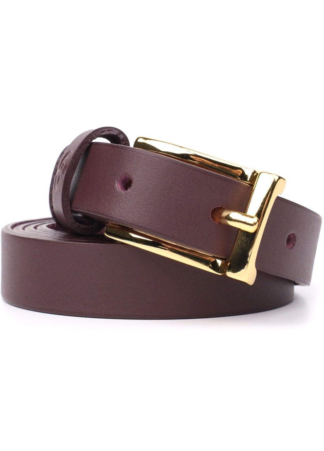 Модный узкий кожаный ремень для женщин 22953 Бордовый Grande Pelle (362556817)