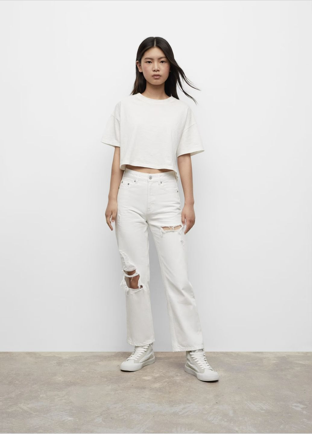 Белые демисезонные прямые джинсы teen Mango