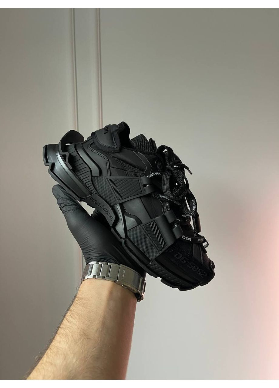 Чорні Осінні кросівки чоловічі і жіночі dolce & gabbana space black | дольче і габбана спейс чорні No Brand