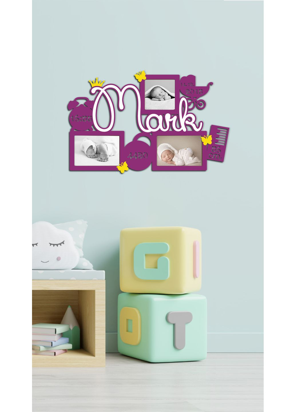 Дерев'яне панно на стіну Рамка «Наш Малюк» 72х50см (рамки: 15х21см – 2шт; 15х15см – 1шт) Decart (360609786)